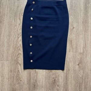 Altuzarra Navy Button-Down Pencil Skirt M